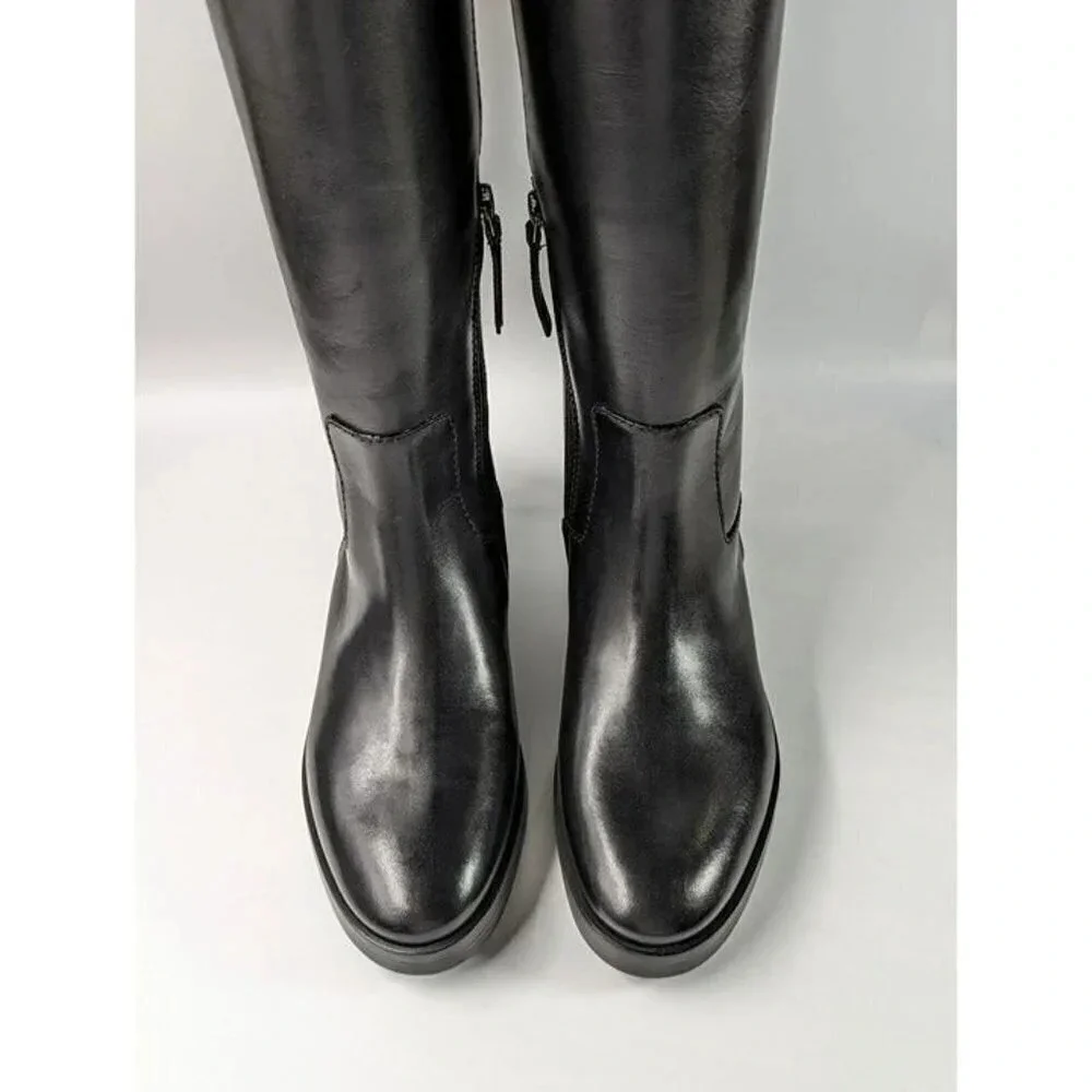 Tory Burch Women's The Riding Boot Milano Mezzo Calf Black Size 6 (MSRP $648)